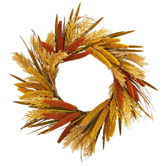 25" Sorghum Harvest Artificial Wreath