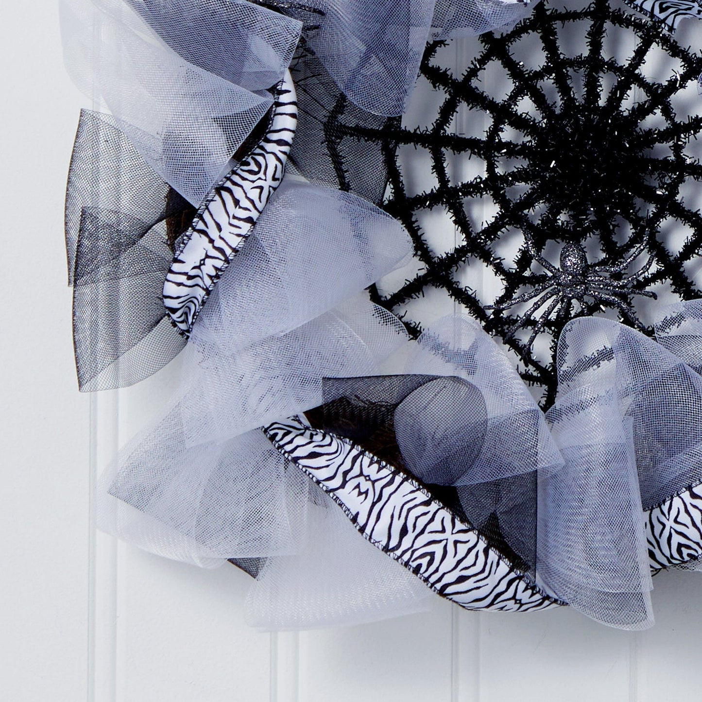 26" Halloween Spider Web Mesh Wreath