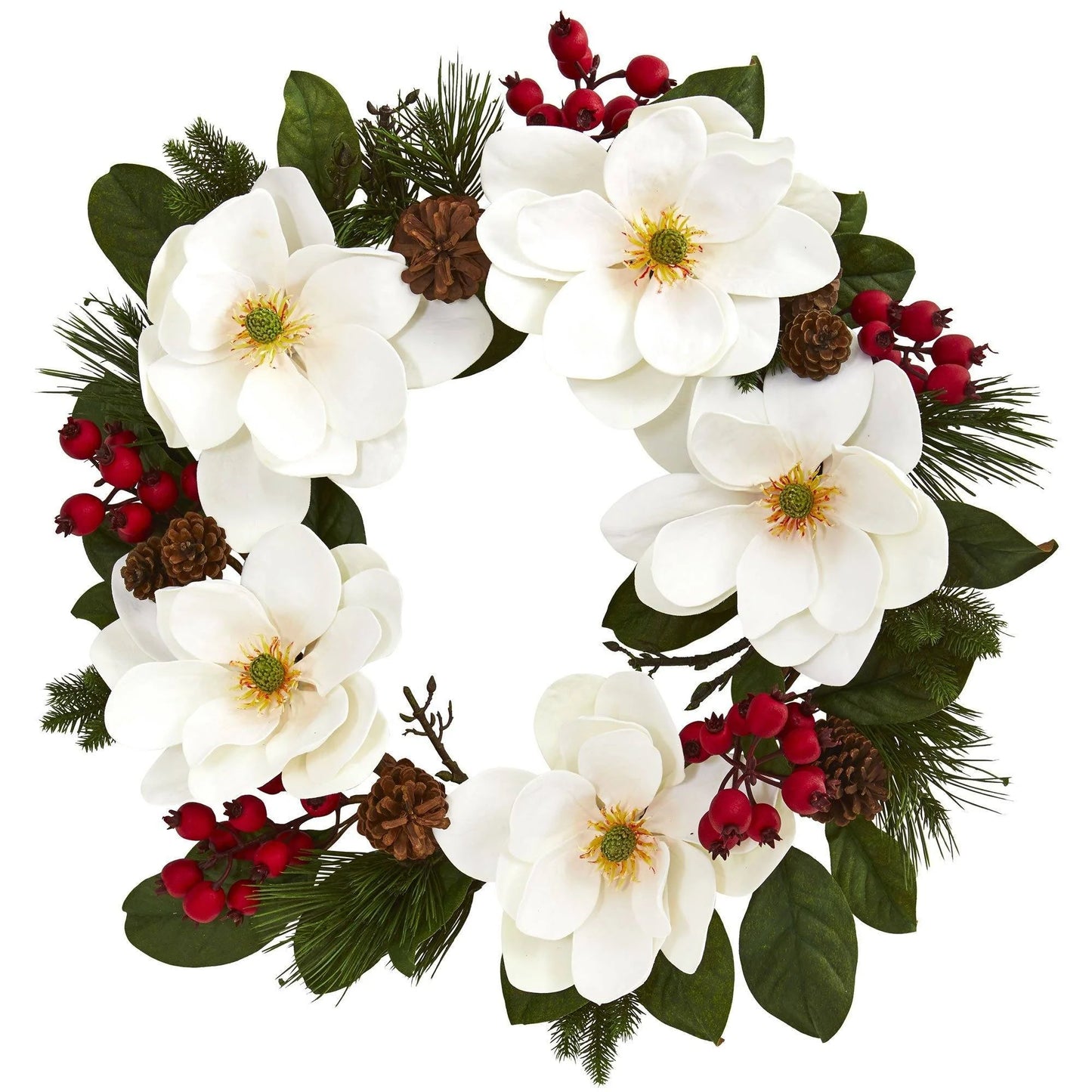 26" Magnolia Pine and Berries Wreath