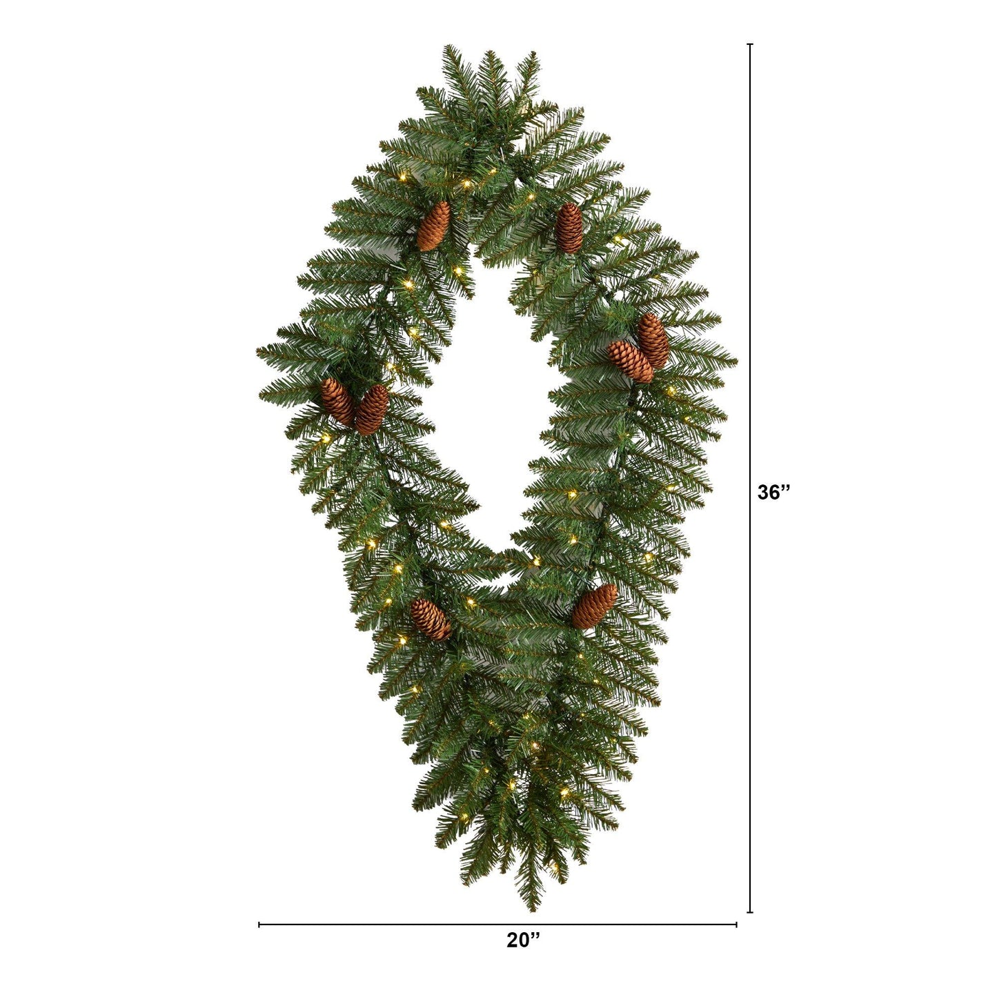 3' Diamond Wreath w/Pinecones 50 LEDs & 150 Branches