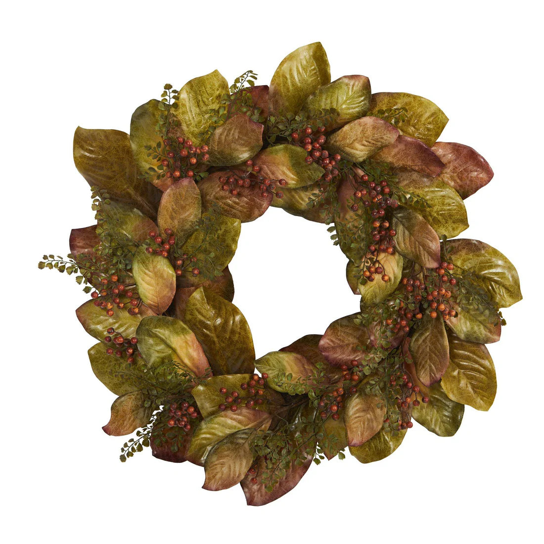 30" Fall Magnolia Leaf and Berries Artificial Wreath