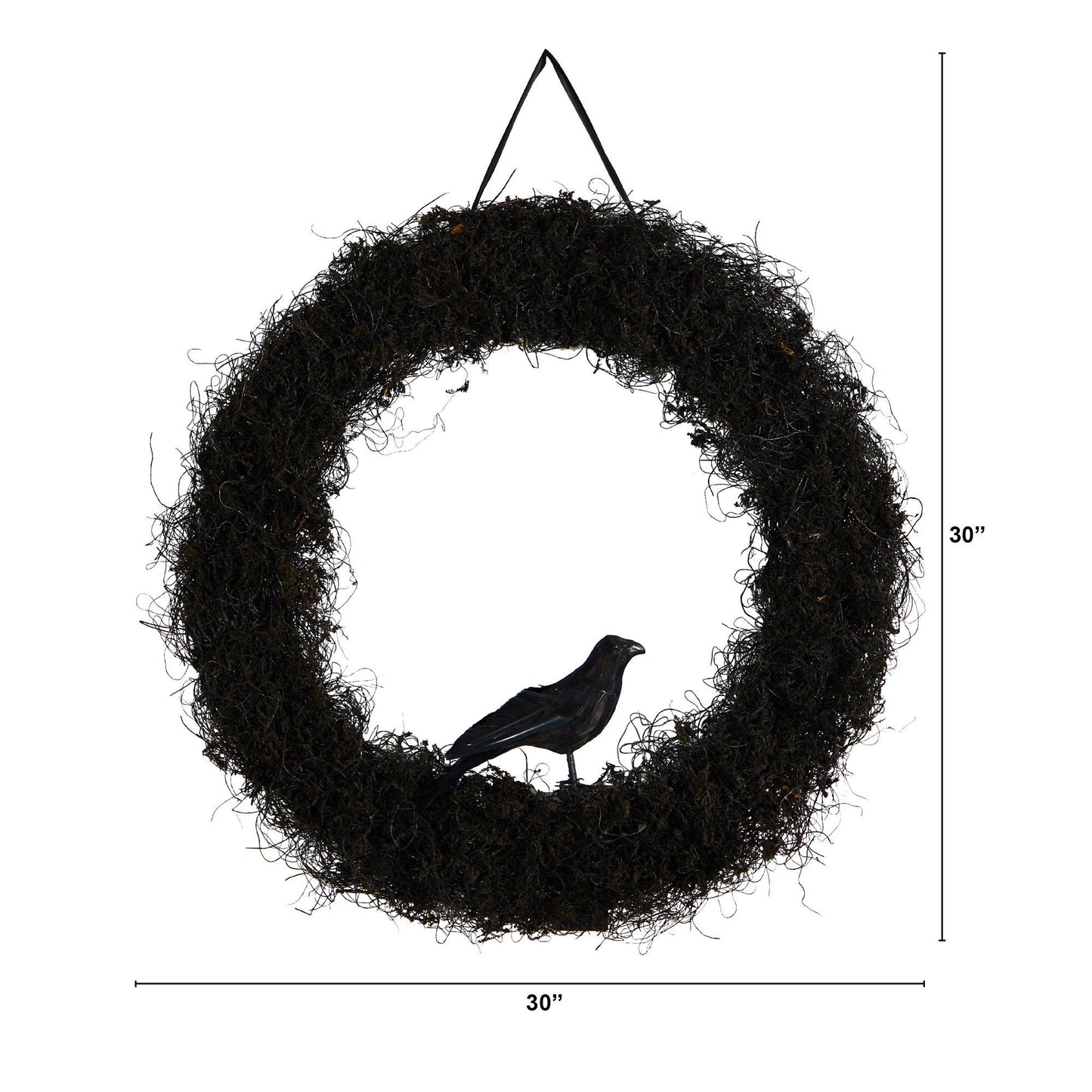 30" Halloween Black Raven Twig Wreath