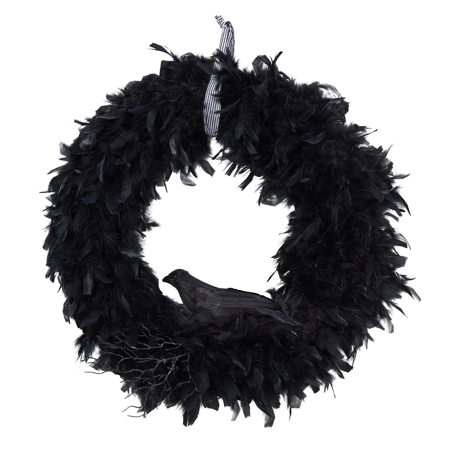 30" Halloween Raven Feather Wreath