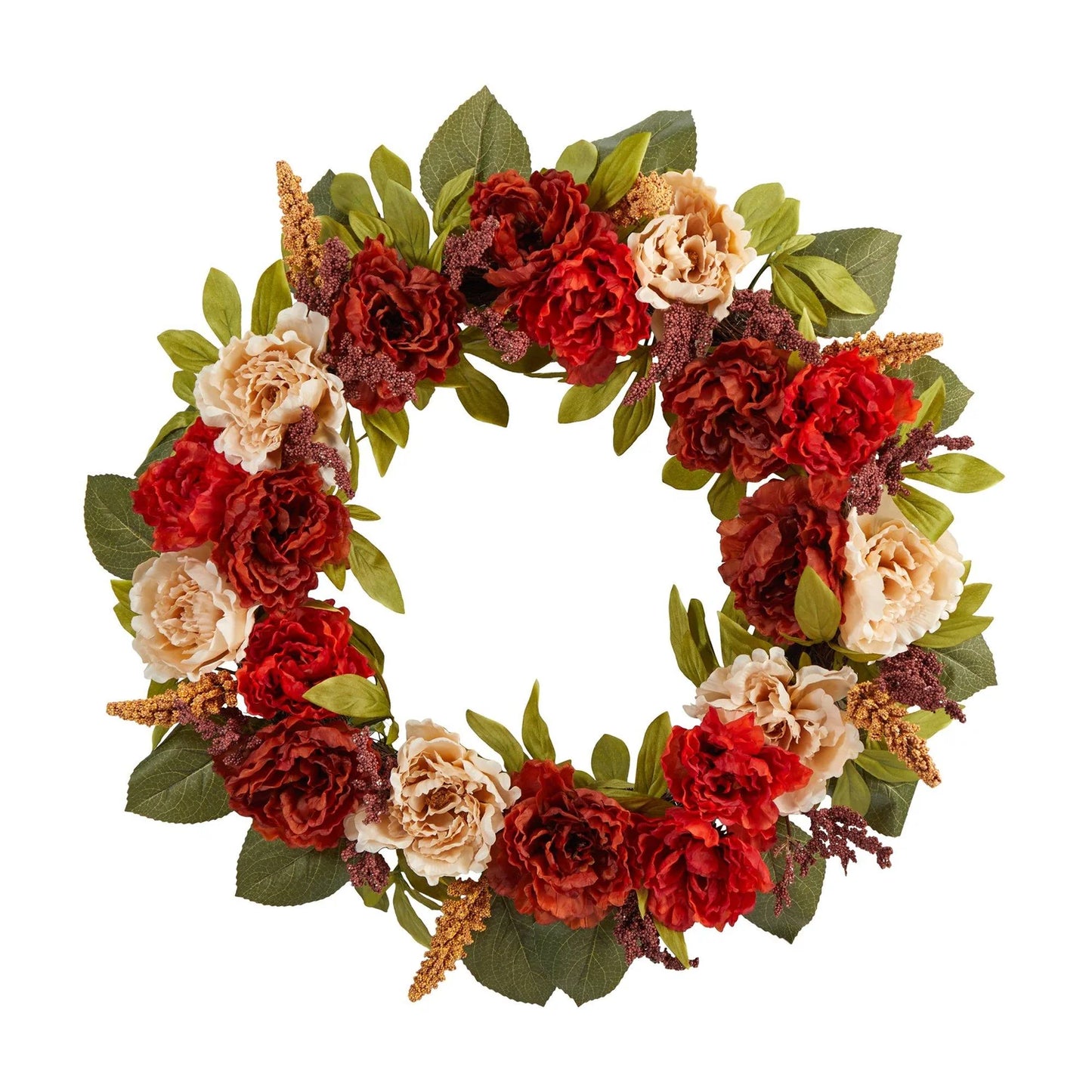 30" Harvest Fall and Peony Autumn Artificial Wreath