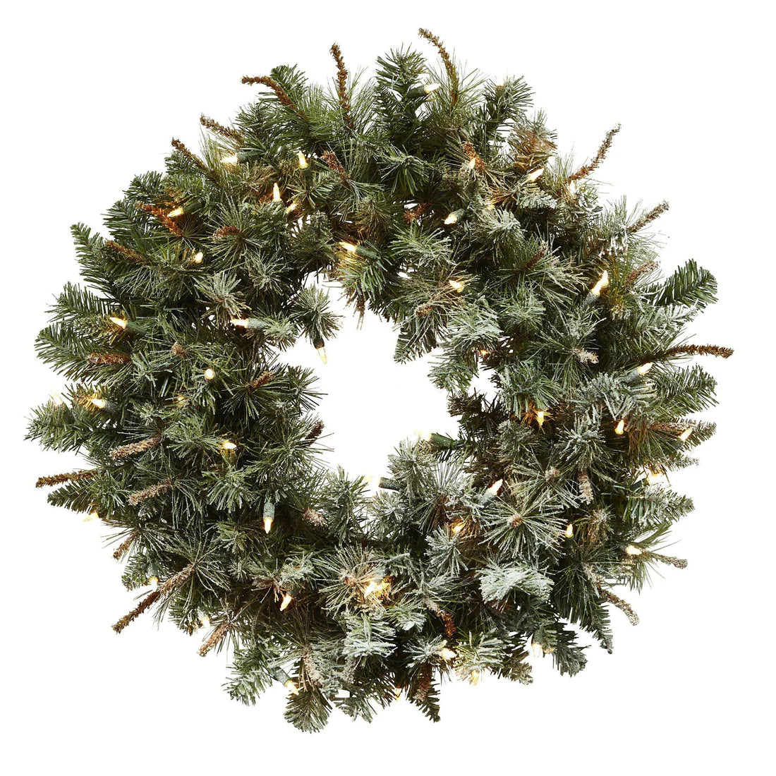 30" Frosted Wreath w/170 Tips & 50 Clear Lights