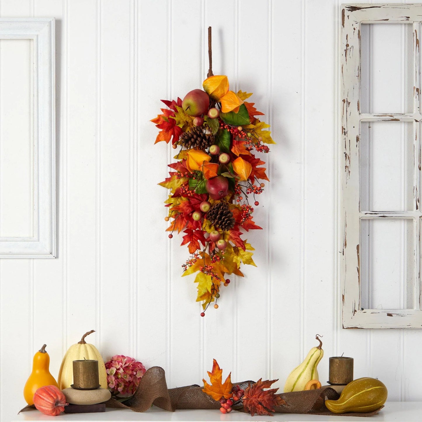 35" Autumn Maple Leaf and Berries Fall Teardrop