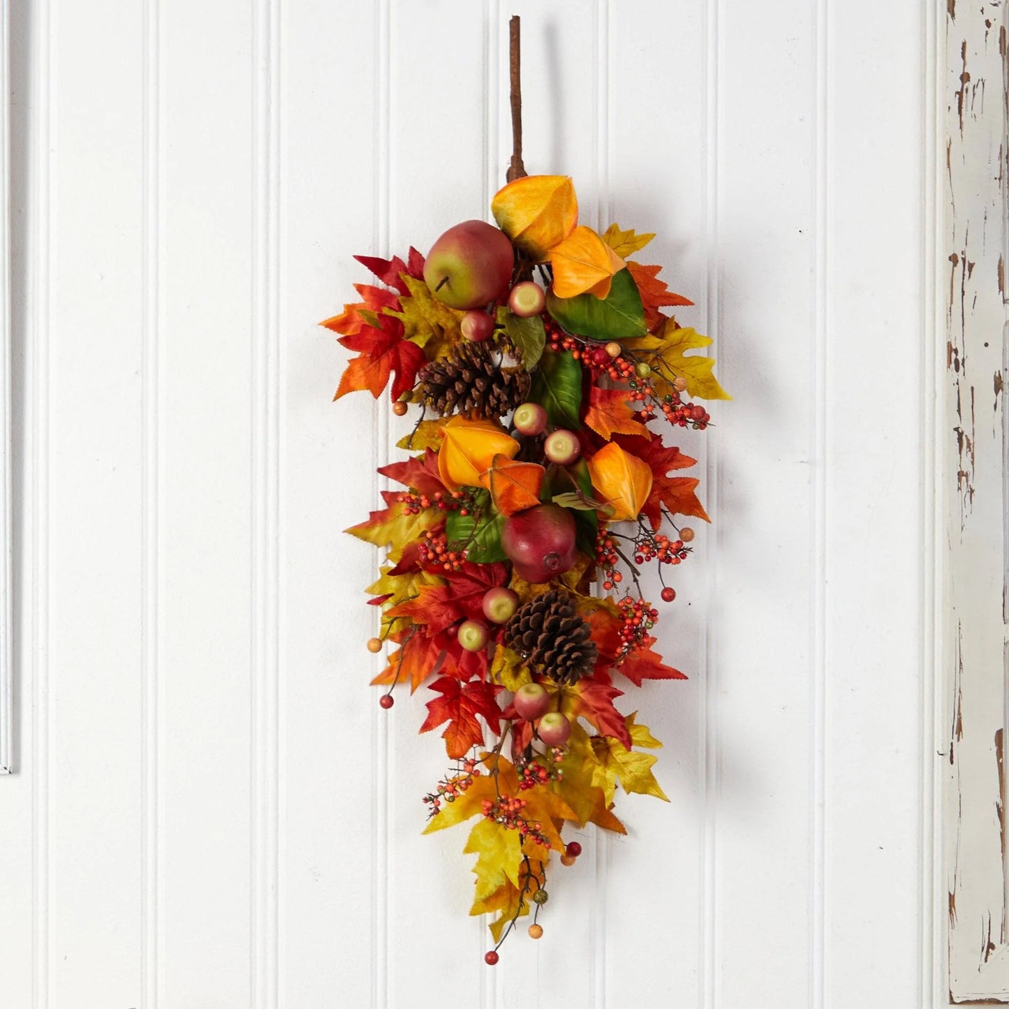 35" Autumn Maple Leaf and Berries Fall Teardrop