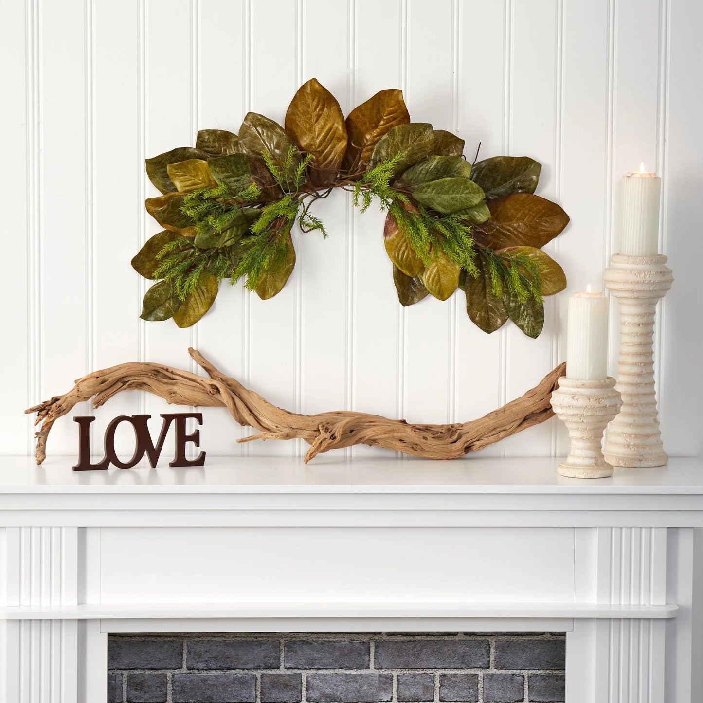 35" Fall Magnolia Leaf Artificial Swag