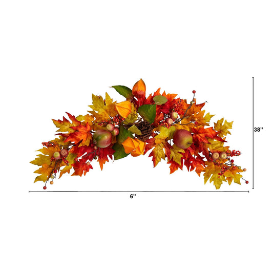 38" Autumn Maple Leaf Berry Artificial Swag