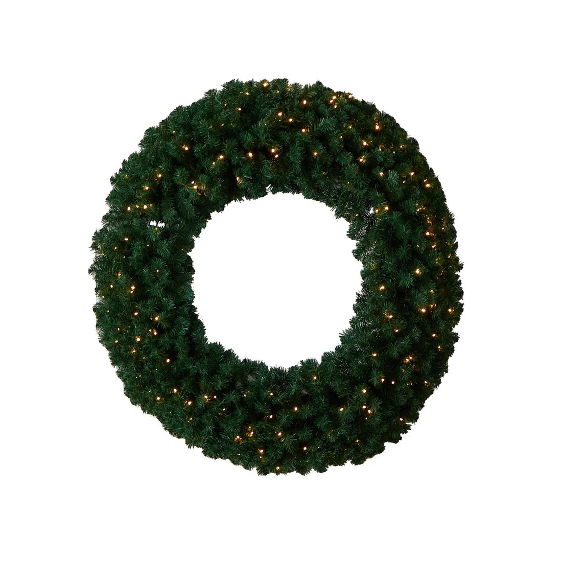 48" Large Xmas Wreath w/714 Tips & 200 Warm White LED Lights