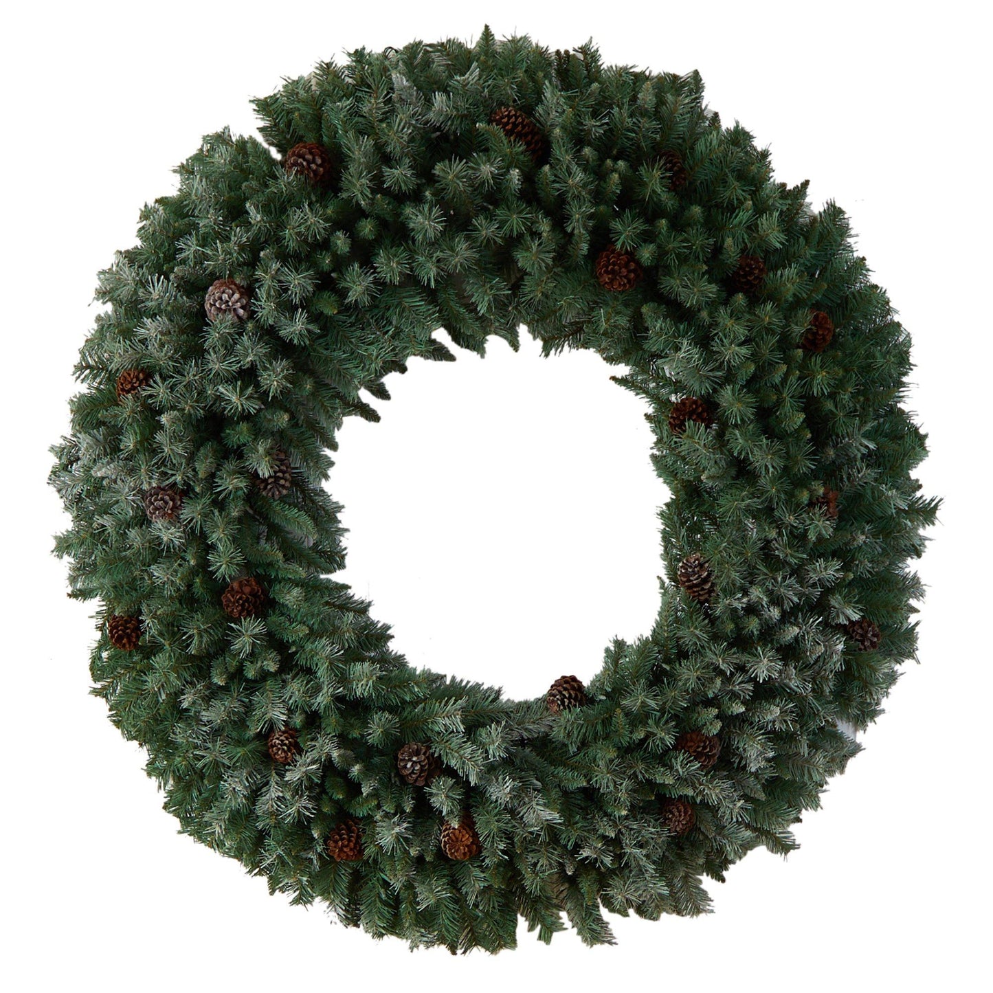 5' Flocked Xmas Wreath w/Pinecones, 400 LEDs and 760 Tips