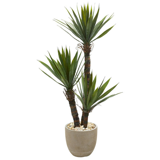 56" Yucca Artificial Tree in Sandstone Planter