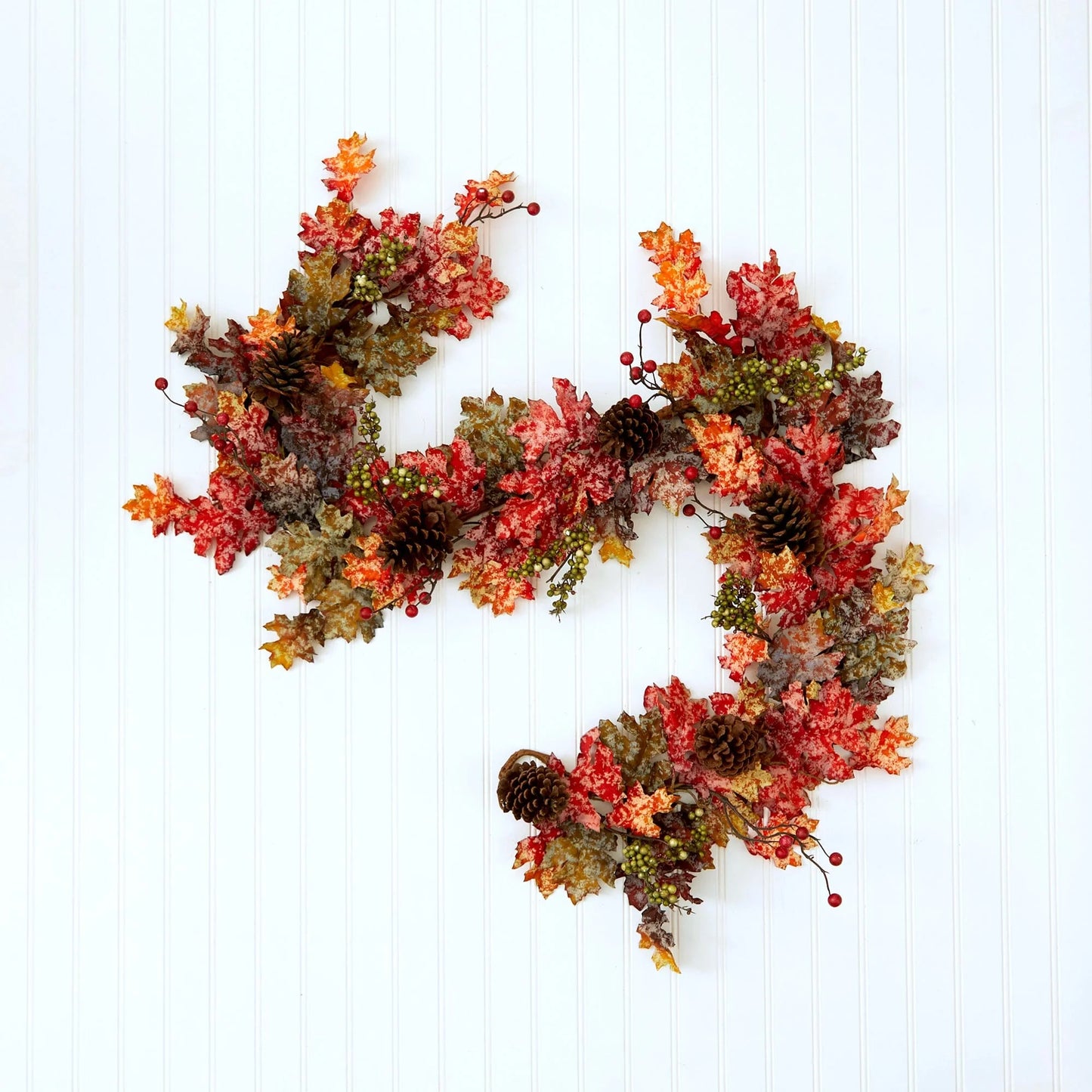 6' Autumn Maple Leaves Berry and Pinecones Fall Garland