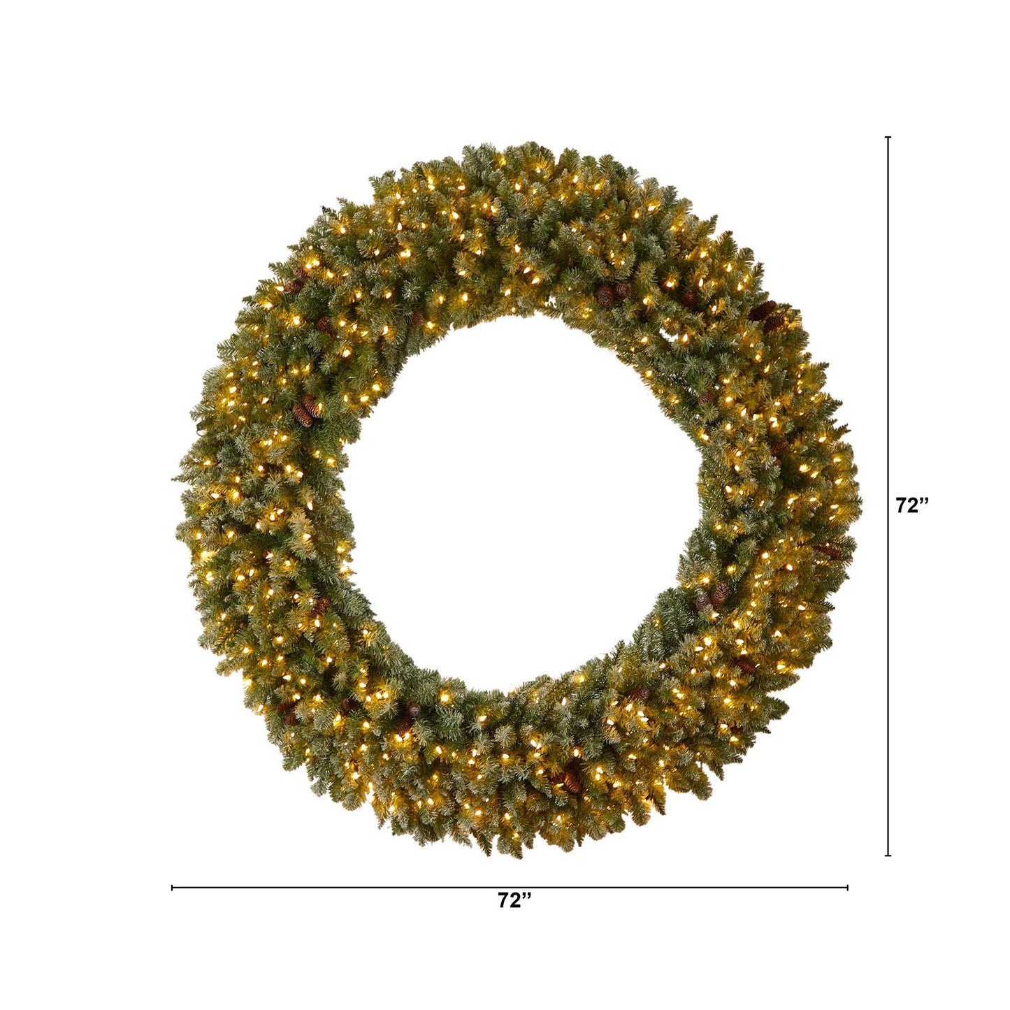 6' Giant Flocked Xmas Wreath w/400 Clear LEDs & 920 Tips