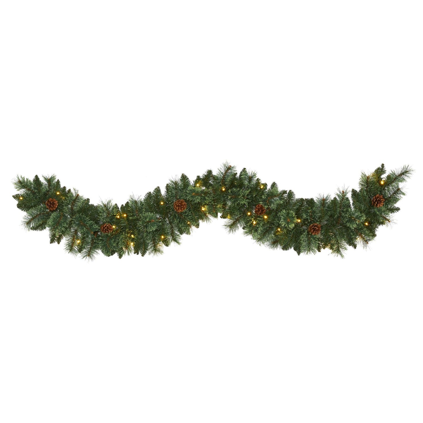 6’ White Mountain Pine Artificial Garland with Pinecone