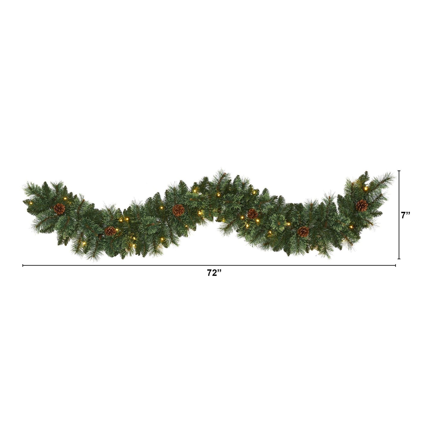 6’ White Mountain Pine Artificial Garland with Pinecone