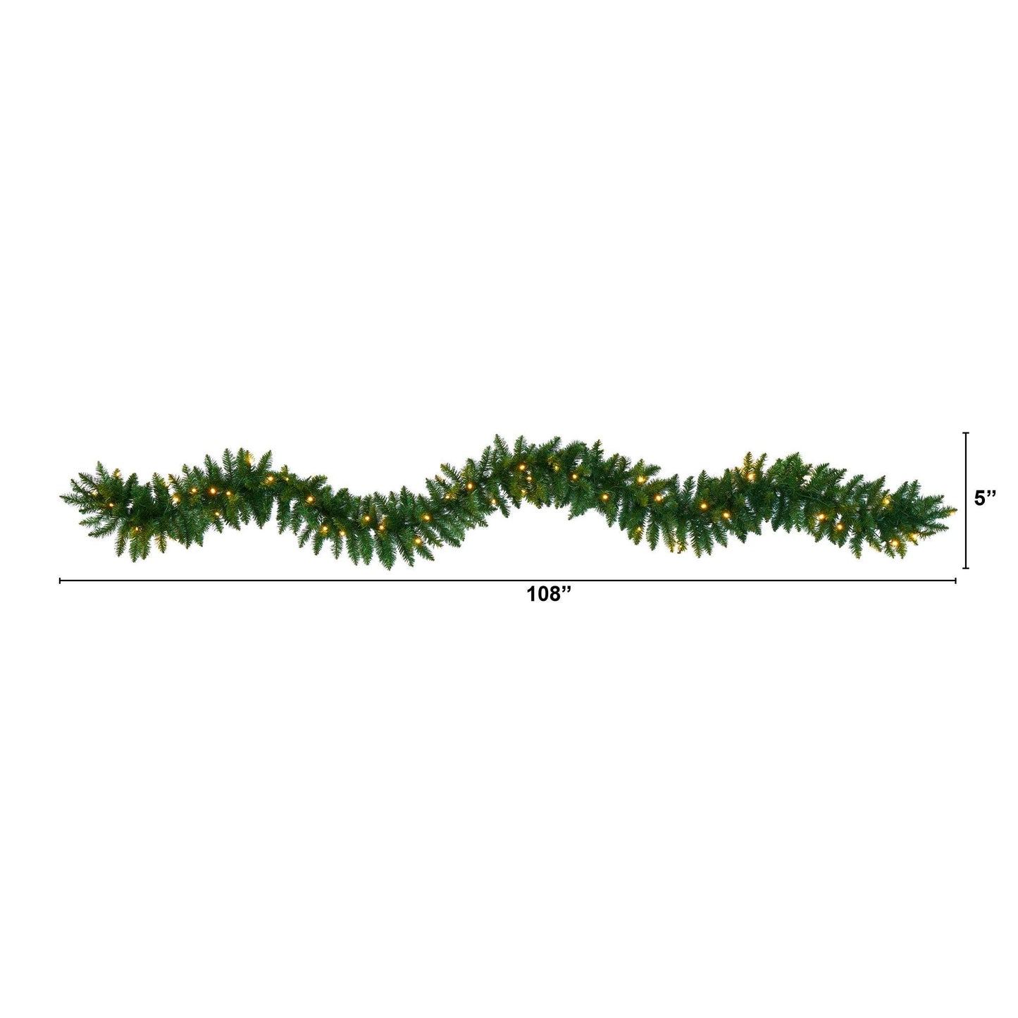 9’ Christmas Artificial Garland with 50 Clear LEDs Lights