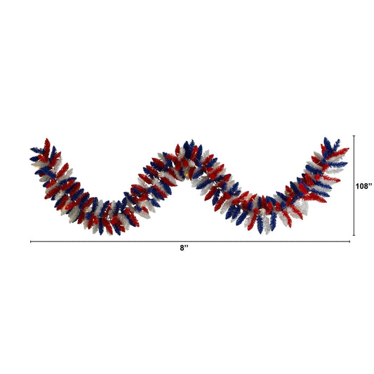 9 Ft. Patriotic Garland with 50 LED Lights